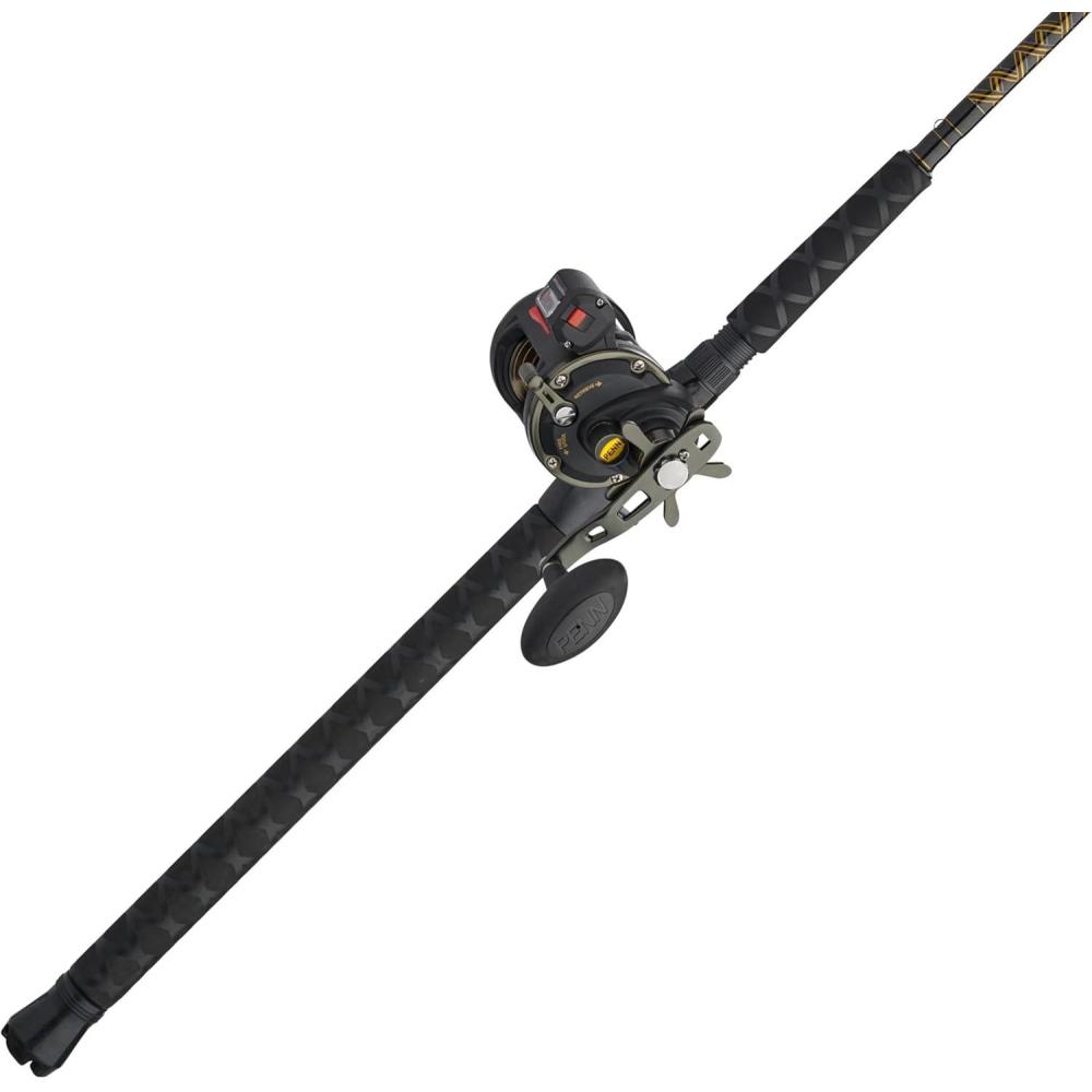 imagePENN Squall II Level Wind Conventional Reel and Fishing Rod Combo BlackGold