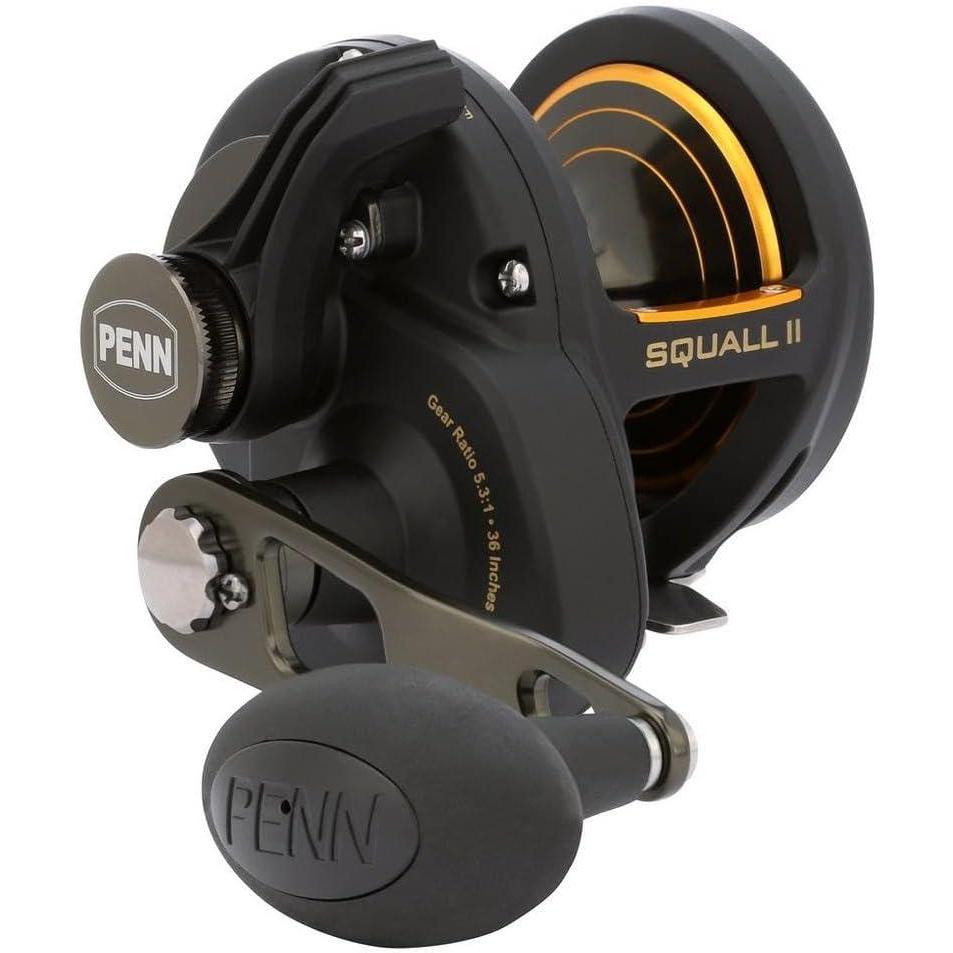 imagePENN Squall II Lever Drag Fishing Reel Size 25 Graphite Body and Sideplates Stainless Steel Main and Pinion Gears Powerful PENN DuraDrag