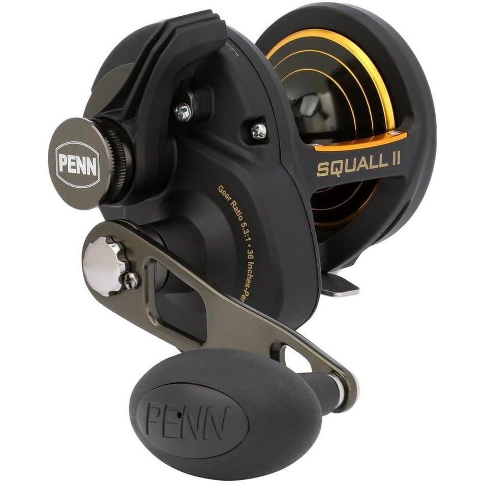 imagePENN Squall II Lever Drag Fishing Reel Size 30 Graphite Body and Sideplates Stainless Steel Main and Pinion Gears Powerful PENN DuraDrag