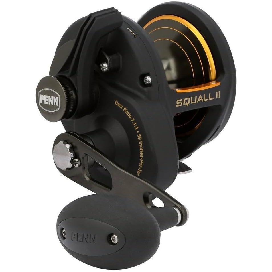 imagePENN Squall II Lever Drag Fishing Reel Size 40 Graphite Body and Sideplates Stainless Steel Main and Pinion Gears Powerful PENN DuraDrag