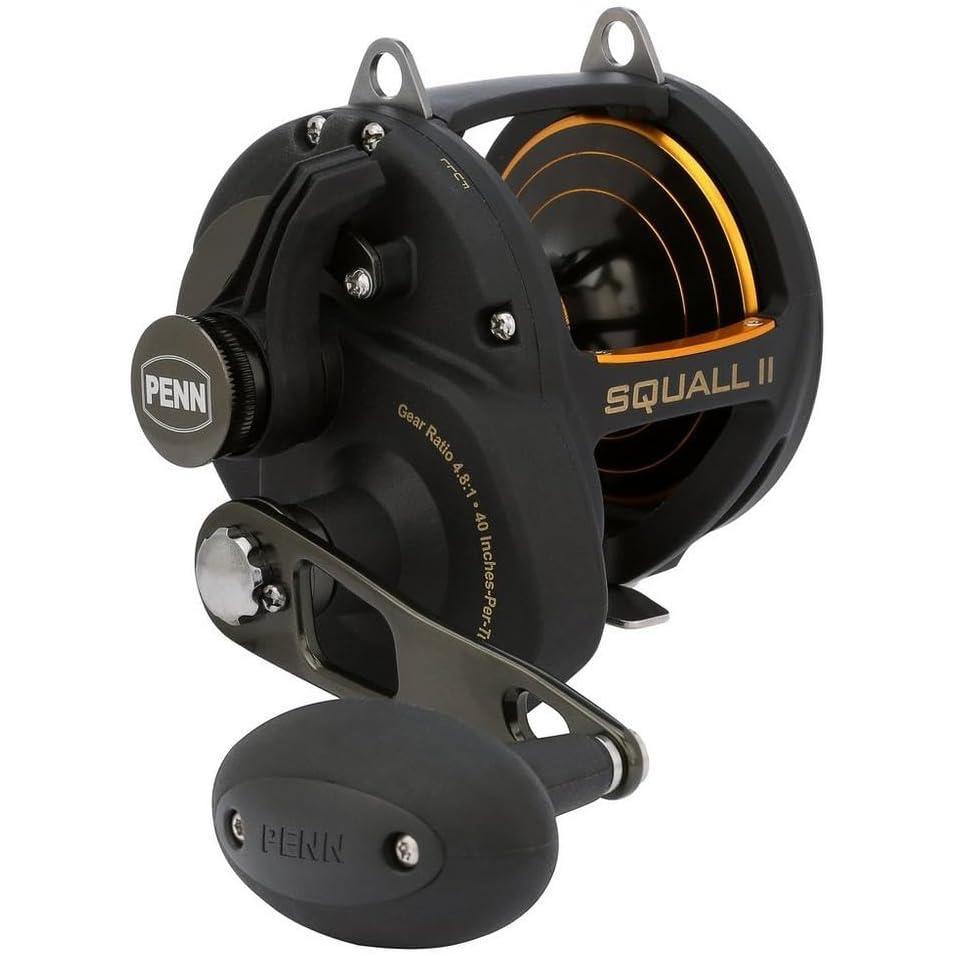 imagePENN Squall II Lever Drag Fishing Reel Size 50 Graphite Body and Sideplates Stainless Steel Main and Pinion Gears Powerful PENN DuraDrag