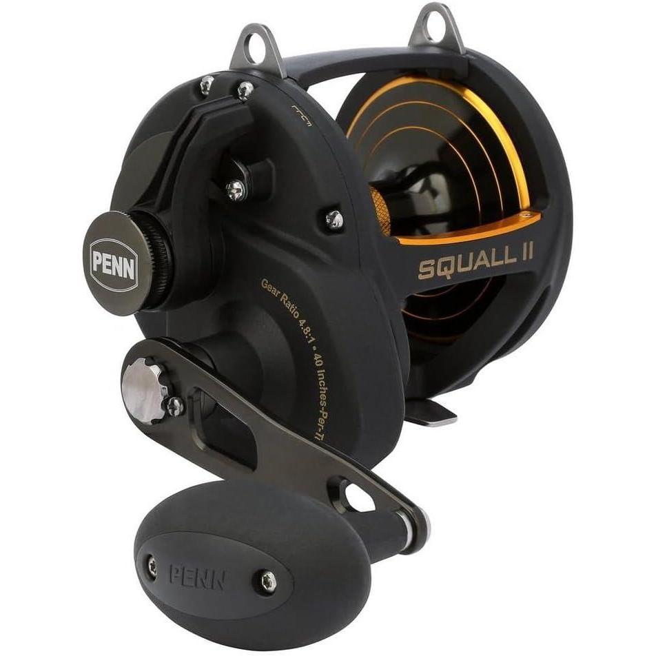 imagePENN Squall II Lever Drag Fishing Reel Size 60 Graphite Body and Sideplates Stainless Steel Main and Pinion Gears Powerful PENN DuraDrag